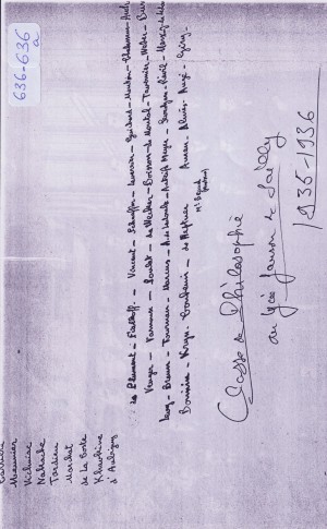  n°636-a Philosophie 1935-1936 noms 