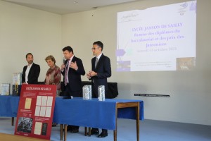  5- Larent Decaux, Marielle Vichot Pre?sidente des Jansoniens, Patrick Fournie?, Proviseur de la cité scolaire, Jérémy Redler Maire du 16eme arrondissement 